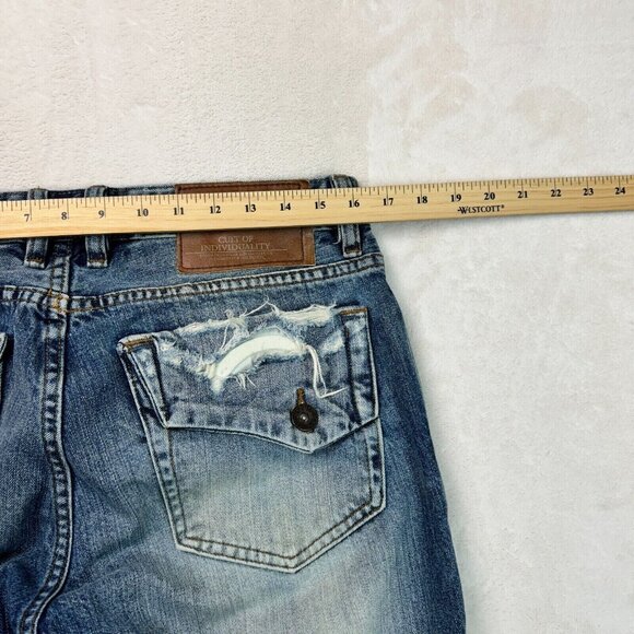 Cult of Individuality Hagen Relaxed Selvedge Distressed Button-Fly Jeans W32 L34 - Picture 9 of 16